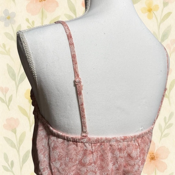 Row A Pink Floral Romper Ruffle Hem Adjustable Straps Size M - Picture 5 of 7